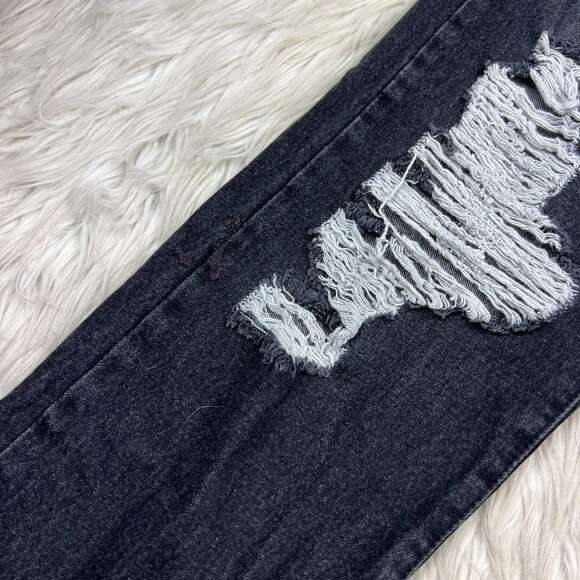 RSQ Women's Black Wash Distressed High Waisted 90's Jean - Picture 3 of 9
